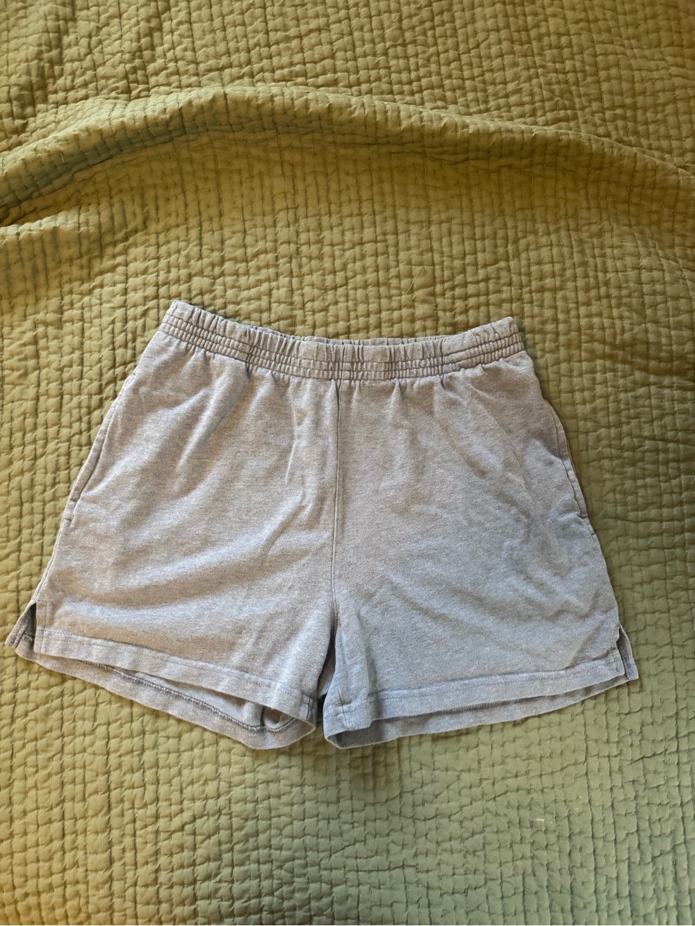 J. Galt/Brandy Melville Women's Heathered Blue Shorts - Soft Elastic Waist